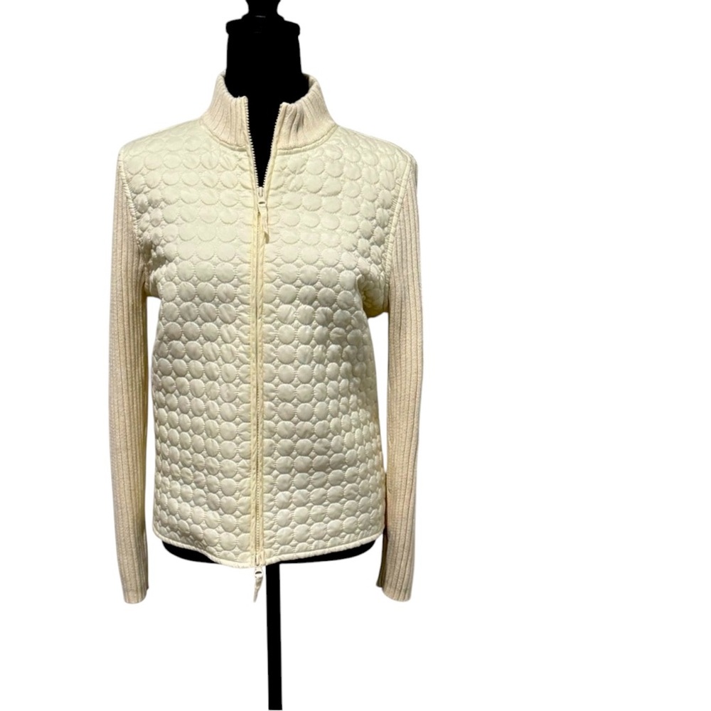 Laura Scott Cream Puffer style Jacket/sweater sleeves size Medium